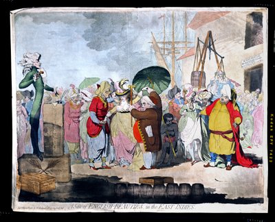 A Sale of English Beauties in the East Indies, W. Holland tarafından 1786 yılında yayımlanmıştır (akuatint ile elle renklendirilmiş gravür) by James Gillray
