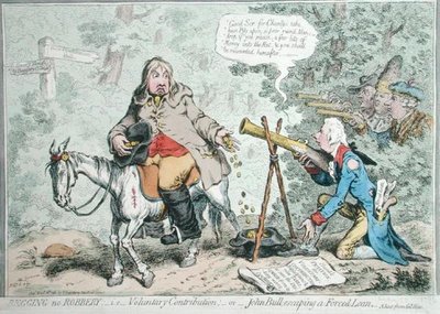 Soygun Yok Dilenmek: yani Gönüllü Katkı veya John Bull Zorla Krediden Kaçıyor, Hannah Humphrey tarafından 1796