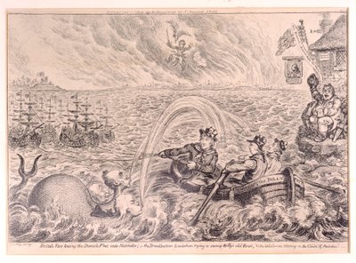 Danimarka Filosunu Limana Çeken İngiliz Tarları, 1807 by James Gillray