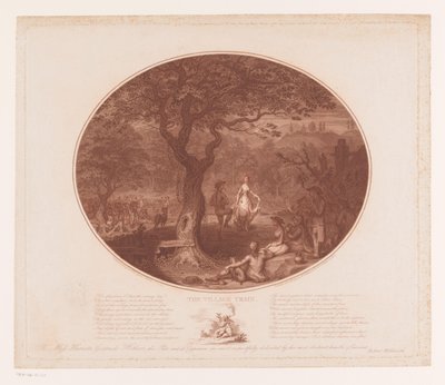 Bir ağacın altında dans eden erkek ve kadın Köy Treni (nesne üzerindeki başlık) by James Gillray