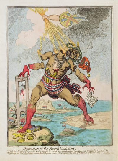 "Fransız Devinin Yıkılışı", yayınlayan: Hannah Humphrey by James Gillray