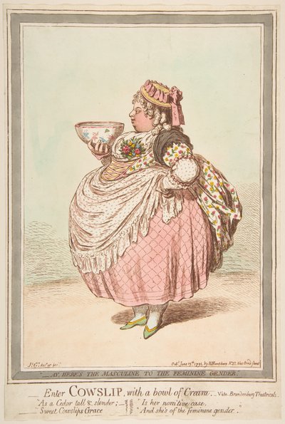 Bir Kase Krema ile Cowslip girin. - Brandenburg Tiyatroları, 13 Haziran 1795. by James Gillray