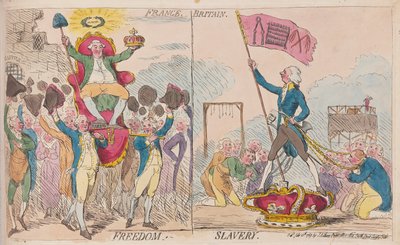 Fransa Özgürlük, İngiltere Kölelik, pub. 1789 (el renkli gravür) by James Gillray