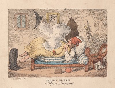 Alman Lüks veya Repos a LAllemand, pub. 1800 (el renkli gravür) by James Gillray