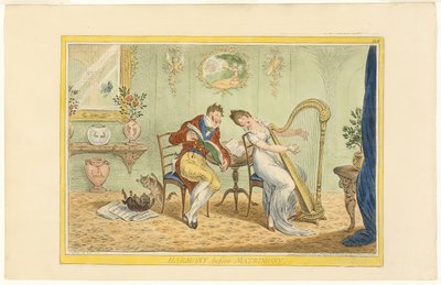 Evlilik Öncesi Uyum (rekto); Beş Çubuk Kapısını Temizleme (ters) by James Gillray