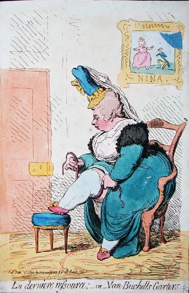 La Derniere Resource veya Van Buchells Garters, Hannah Humphrey tarafından 1791