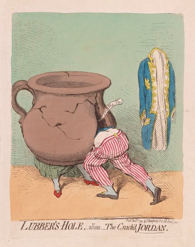 Lubbers Hole, diğer adıyla The Crackd Jordan, pub. 1791 (el renkli gravür) by James Gillray