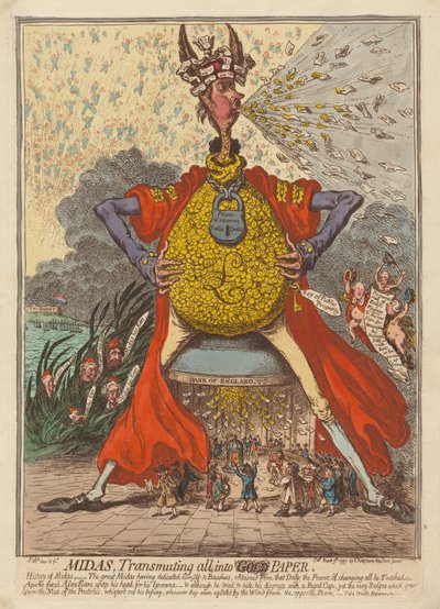 Midas, Her Şeyi Kağıda Dönüştürüyor by James Gillray