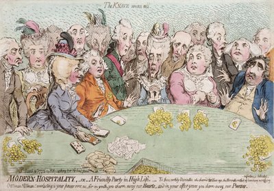 Modern Konukseverlik veya Yüksek Yaşamda Dostça Bir Parti, Hannah Humphrey tarafından 1792'de yayınlandı (el boyaması gravür) by James Gillray