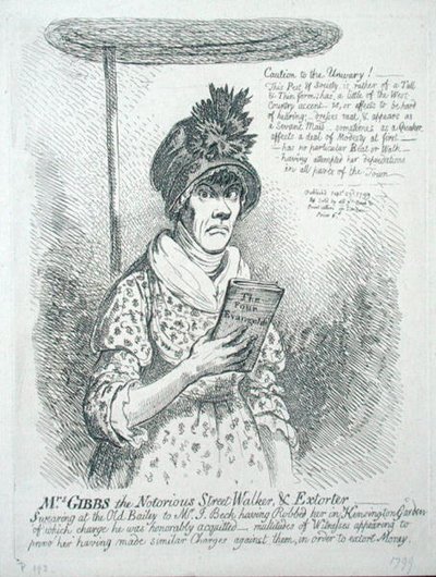 Bayan Gibbs, Ünlü Sokak Gezgini ve Gaspçı by James Gillray