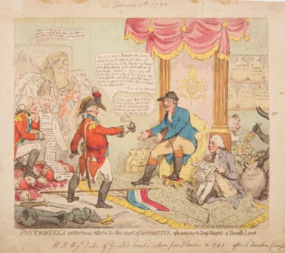 Pantagruel'in Gargantua mahkemesine muzaffer dönüşü by James Gillray