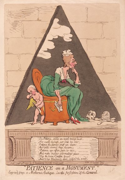 Bir Anıtta Sabır, pub. 1791 (el renkli gravür) by James Gillray