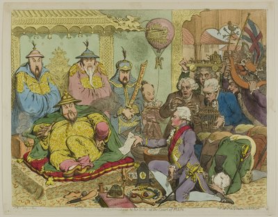 Diplomatique ve Süitinin Pekin Sarayında Karşılanması by James Gillray