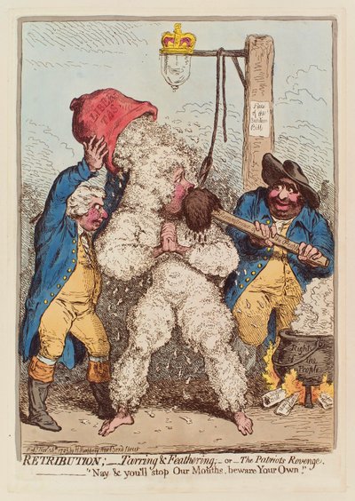 İntikam: Katran ve Tüy Alma veya Vatanseverin İntikamı, pub. 1795 by James Gillray