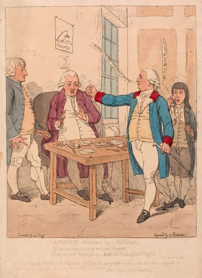Sampson, bir Filistinli pub tarafından yenildi. 1782 (el renkli gravür) by James Gillray