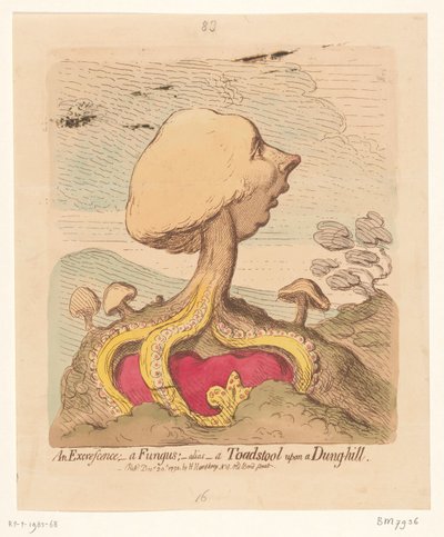 William Pitt the Younger ile ilgili karikatür, 1791 Bir Fazlalık; -bir Mantar; -takma ad- Gübre tepesinde bir Mantar by James Gillray