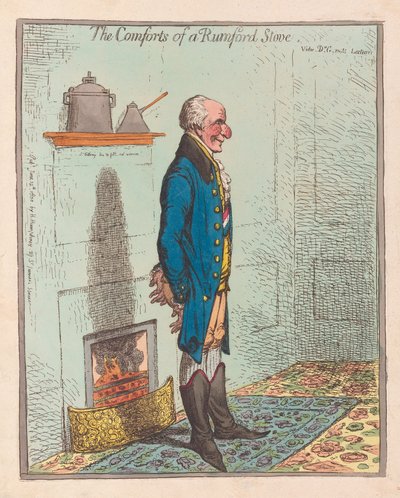 Rumford Sobasının Rahatlığı, pub 1800 (el renkli gravür) by James Gillray