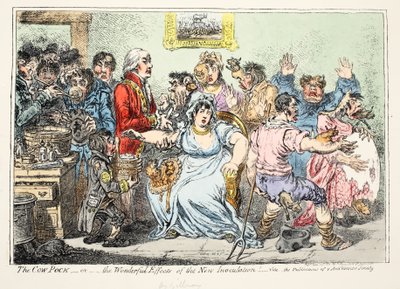 İnek Pock veya Yeni İnokulasyonun Harika Etkileri! H. Humphreys tarafından hazırlanan aşı karşıtı derneğin yayınlarına bakın by James Gillray