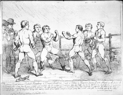 Richard Humphreys ve Daniel Mendoza Arasındaki Ünlü Savaş, 9 Ocak 1788 by James Gillray