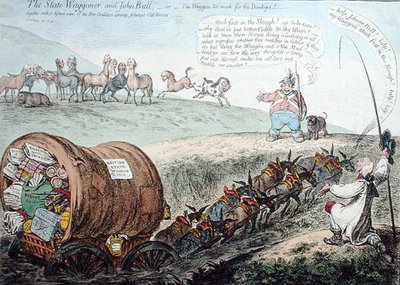 State Wagoner ve John Bull veya The Waggon, Eşekler için çok fazla! 1804