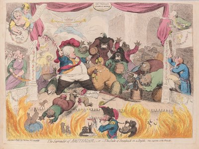 Amsterdam'ın Teslimi veya bir telaş içinde Brunswick Dükü, pub. 1787 (el renkli gravür) by James Gillray