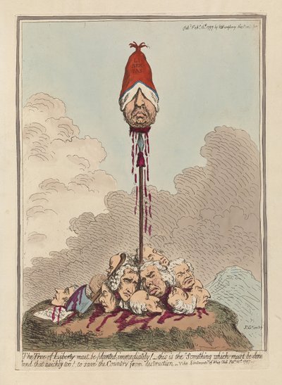 Özgürlük Ağacı Derhal Dikilmeli, 1797'de yayınlandı (el renkli gravür) by James Gillray