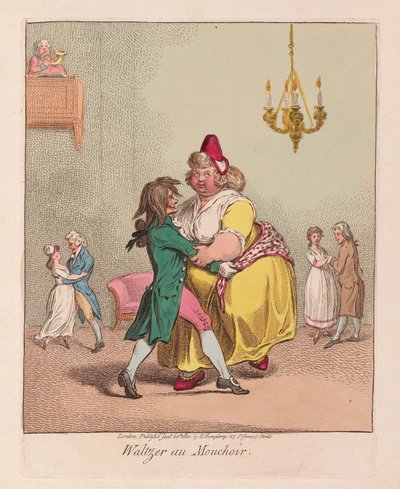 Waltzer au Mouchoir, pub. 1800 (el renkli gravür) by James Gillray