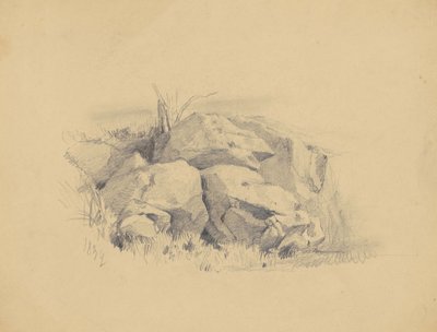 Rocks, 1839 (dokuma kağıt üzerinde grafit) by James Goodwin Clonney