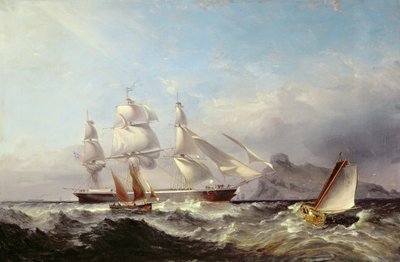 Mumbles Deniz Feneri, Swansea'den Bir Clipper Gemisi by James Harris of Swansea