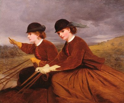 On the Downs - Yan Eyer Binen İki Bayan by James Hayllar