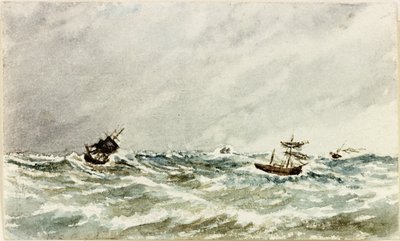 Tyne açıklarında Denizde Fırtına (kağıt üzerine suluboya ve gövde rengi) by James Henry Cleet