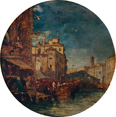 Uzakta Rialto ile Venedik Büyük Kanal