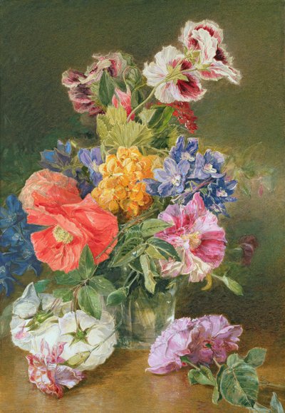 Güller, Haşhaş ve Pelargonia by James Holland