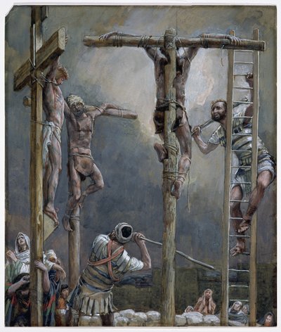 Hırsızların Bacaklarının Kırılması, 'İsa'nın Hayatı' için illüstrasyon, c.1886-94 (karton üzerine suluboya ve guaj boya) by James Jacques Joseph Tissot