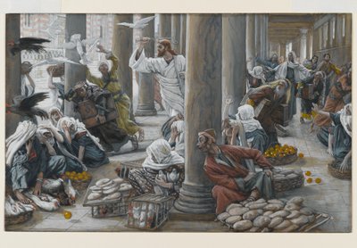 Mesih, Tapınaktan Satılan ve Satın Alınan Onları Uzaklaştırıyor, The Life of Christ için örnekleme, c.1884-96 (karton üzerine wc ve guaj boya) by James Jacques Joseph Tissot