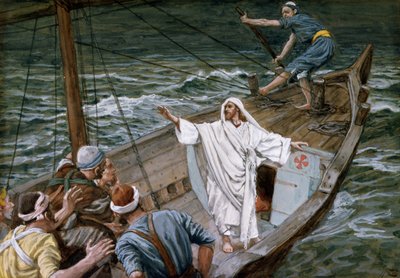 Mesih Fırtınayı Durduruyor, The Life of Christ için örnekleme, c.1886-94 (karton üzerine wc ve guaj boya) by James Jacques Joseph Tissot