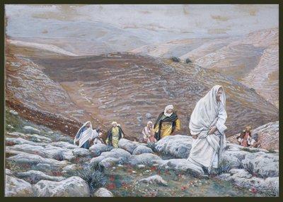 Jesus Goes Up to Jerusalem, The Life of Christ için örnekleme, c.1886-94 (karton üzerine wc ve guaj boya) by James Jacques Joseph Tissot