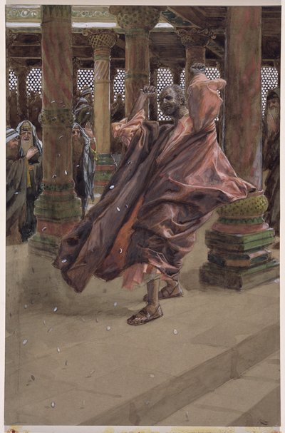 Judas Tövbe Ediyor ve Parayı İade Ediyor, The Life of Christ için örnekleme, c.1886-94 (karton üzerine wc ve guaj boya) by James Jacques Joseph Tissot