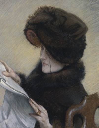 The Reader, c.1883 (tuval üzerine serilmiş kağıt üzerine pastel) by James Jacques Joseph Tissot