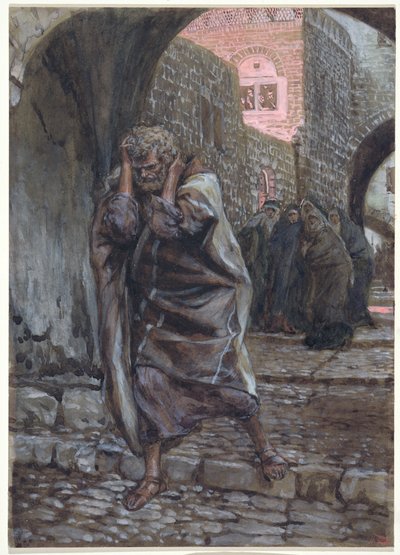 Peter Dışarı Çıktı ve Acı Bir Şekilde Ağladı, The Life of Christ için örnekleme, c.1886-94 (karton üzerine wc ve guaj boya) by James Jacques Joseph Tissot