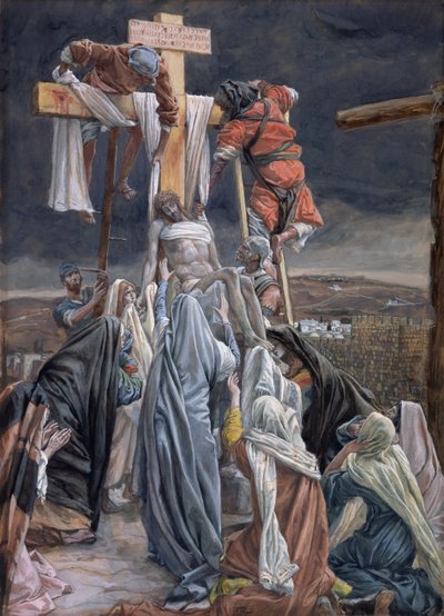 The Descent from the Cross, The Life of Christ için örnekleme, c.1884-96 (karton üzerine wc ve guaj boya) by James Jacques Joseph Tissot