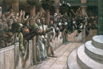 The False Witness, The Life of Christ için örnekleme, c.1884-96 (karton üzerine wc ve guaj boya) by James Jacques Joseph Tissot