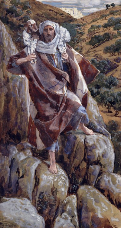 The Good Shepherd, The Life of Christ için örnekleme, c.1886-94 (karton üzerine guaj boya) by James Jacques Joseph Tissot