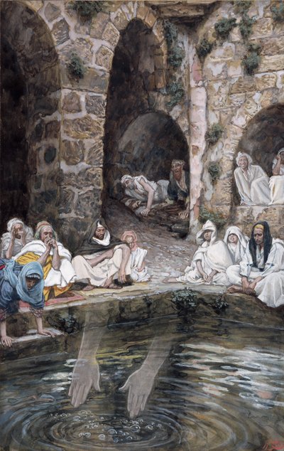 The Pool of Bethesda, The Life of Christ için örnekleme, c.1886-94 (karton üzerine wc ve guaj boya) by James Jacques Joseph Tissot