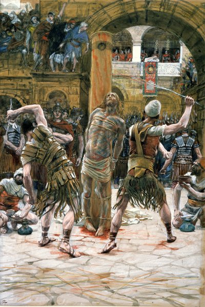 The Scourging, The Life of Christ için örnekleme, c.1884-96 (karton üzerine wc ve guaj boya) by James Jacques Joseph Tissot