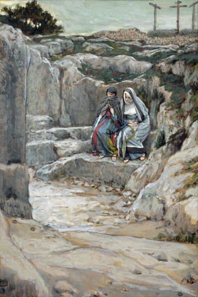 The Two Marys Watch the Tomb, The Life of Christ için örnekleme, c.1886-94 (karton üzerine wc ve guaj boya) by James Jacques Joseph Tissot
