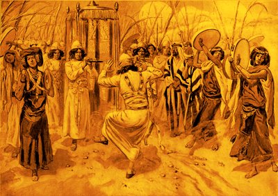 David, geminin önünde dans ediyor, Tissot - İncil by James Jacques Joseph after Tissot