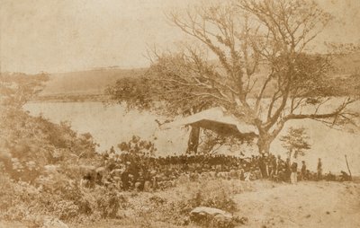 Drift Lower Tugela'nın Natal tarafındaki Zulu şeflerine bir ültimatom okunması by James Lloyd