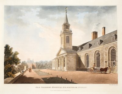 Old Soldiers Hastanesi, Kilmainham, Dublin, 1794 (el renkli gravür) by James Malton