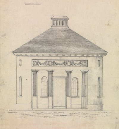 A Collection of Designs for Rural Retreats'in Design 30, Plate 31 için hazırlık çizimi by James Malton
